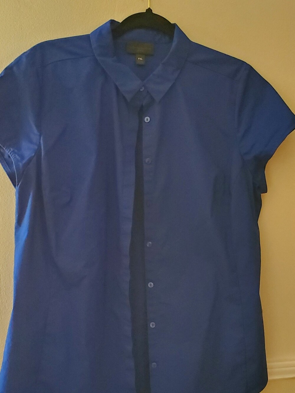 Worthington Womens Button-Down Short-Sleeve Shirt in Blue